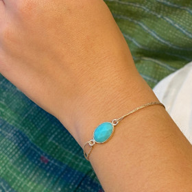 Bracelet Idaho - turquoise sertie argent