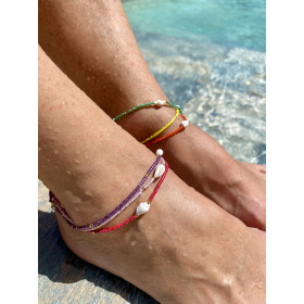 Côte d’Azur seed bead and shell ankle bracelet