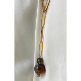 necklace -gold plated-agate...