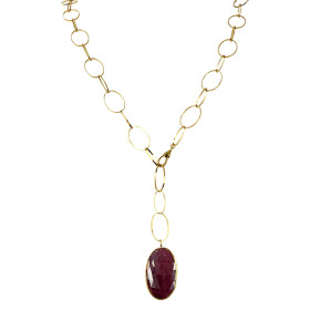 Gold-plated chain necklace with set sapphire - Versailles